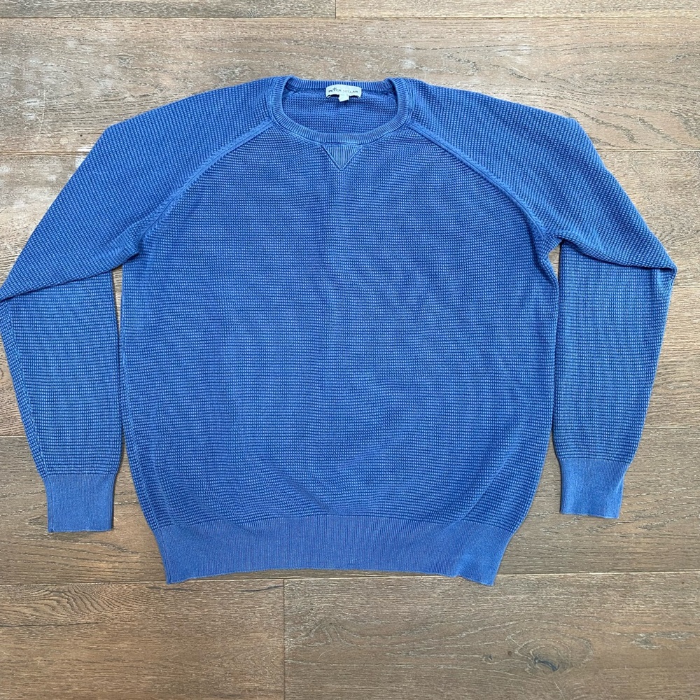 Peter Millar Honeycomb crewneck sweater in blue size large